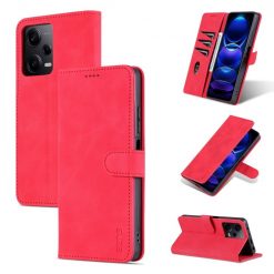 Kryty na mobil | Peňaženkové puzdro AZNS Skin Feel červené – Xiaomi Redmi Note 12 Pro | Kryty na mobil