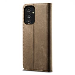 Kryty na mobil | Peňaženkové puzdro Denim Texture svetlohnedé – Samsung Galaxy A14 4G/5G | Kryty na mobil