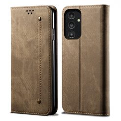 Kryty na mobil | Peňaženkové puzdro Denim Texture svetlohnedé – Samsung Galaxy A14 4G/5G | Kryty na mobil