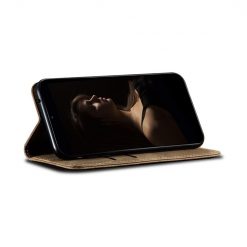 Kryty na mobil | Peňaženkové puzdro Denim Texture svetlohnedé – Samsung Galaxy A14 4G/5G | Kryty na mobil