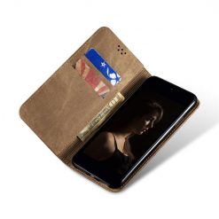 Kryty na mobil | Peňaženkové puzdro Denim Texture svetlohnedé – Samsung Galaxy A14 4G/5G | Kryty na mobil