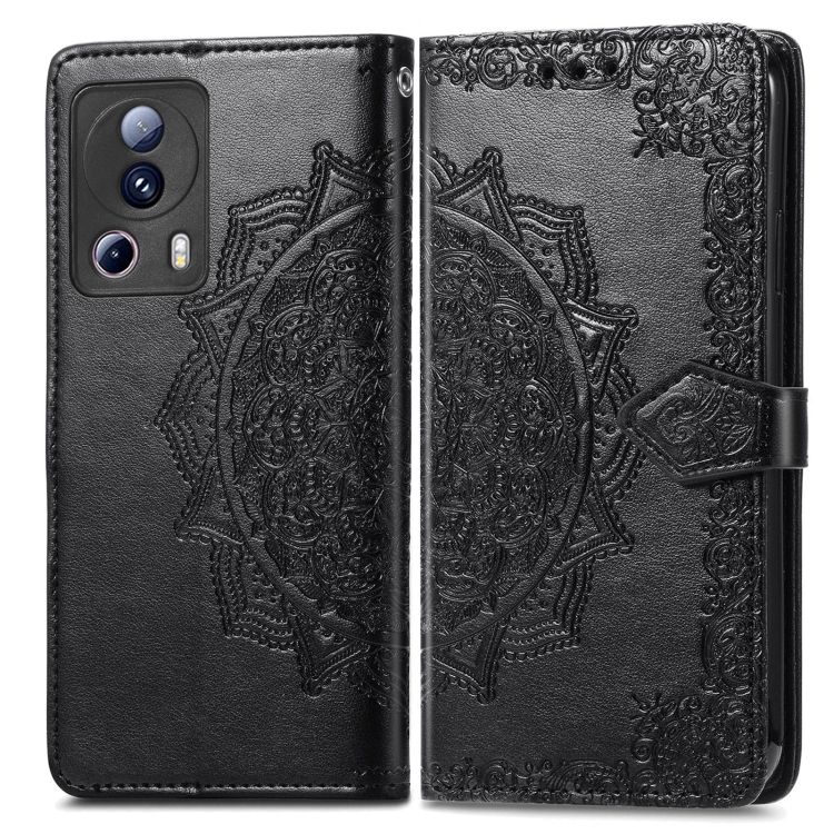 Peňaženkové puzdro Embossing Pattern Mandala Flower čierne – Xiaomi 13 Lite | Kryty na mobil Kryty na mobil | Peňaženkové puzdro Embossing Pattern Mandala Flower čierne – Xiaomi 13 Lite | Kryty na mobil