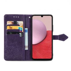 Kryty na mobil | Peňaženkové puzdro Embossing Pattern Mandala Flower fialové – Samsung Galaxy A14 4G/5G | Kryty na mobil