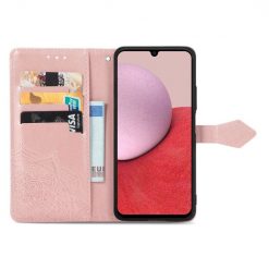 Kryty na mobil | Peňaženkové puzdro Embossing Pattern Mandala Flower ružové – Samsung Galaxy A14 4G/5G | Kryty na mobil