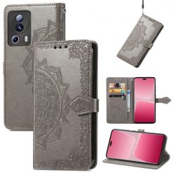 Kryty na mobil | Peňaženkové puzdro Embossing Pattern Mandala Flower sivé – Xiaomi 13 Lite | Kryty na mobil