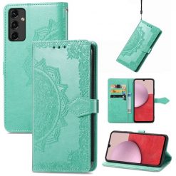 Kryty na mobil | Peňaženkové puzdro Embossing Pattern Mandala Flower zelené – Samsung Galaxy A14 4G/5G | Kryty na mobil