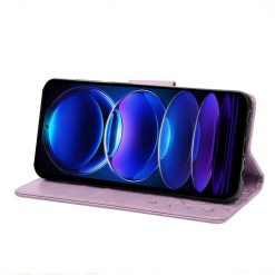Kryty na mobil | Peňaženkové puzdro Embossing Pattern Motýľ a kvet fialové – Xiaomi Redmi Note 12 Pro | Kryty na mobil