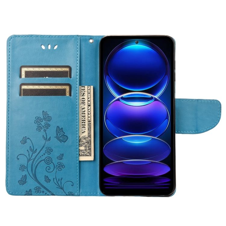 Peňaženkové puzdro Embossing Pattern Motýľ a kvet modré – Xiaomi Redmi Note 12 Pro | Kryty na mobil Kryty na mobil | Peňaženkové puzdro Embossing Pattern Motýľ a kvet modré – Xiaomi Redmi Note 12 Pro | Kryty na mobil