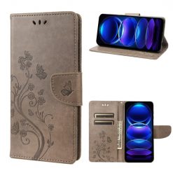 Peňaženkové puzdro Embossing Pattern Motýľ a kvet sivé – Xiaomi Redmi Note 12 Pro | Kryty na mobil Kryty na mobil | Peňaženkové puzdro Embossing Pattern Motýľ a kvet sivé – Xiaomi Redmi Note 12 Pro | Kryty na mobil