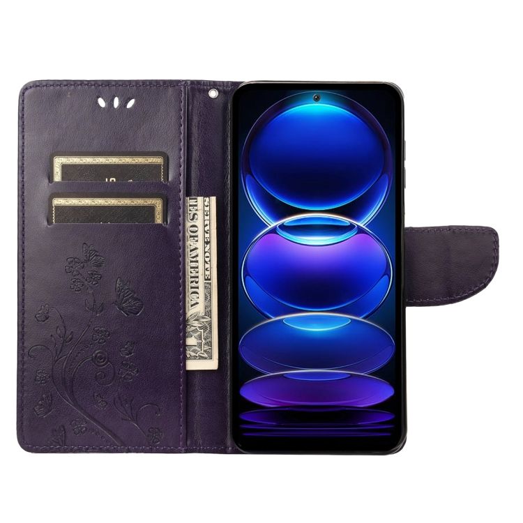 Peňaženkové puzdro Embossing Pattern Motýľ a kvet tmavofialové – Xiaomi Redmi Note 12 Pro | Kryty na mobil Kryty na mobil | Peňaženkové puzdro Embossing Pattern Motýľ a kvet tmavofialové – Xiaomi Redmi Note 12 Pro | Kryty na mobil