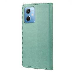 Kryty na mobil | Peňaženkové puzdro Embossing Pattern Motýľ a kvet zelené – Xiaomi Redmi Note 12 5G | Kryty na mobil
