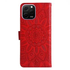 Kryty na mobil | Peňaženkové puzdro Embossing Pattern Slnečnica červené – Huawei Nova Y61 | Kryty na mobil