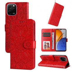 Kryty na mobil | Peňaženkové puzdro Embossing Pattern Slnečnica červené – Huawei Nova Y61 | Kryty na mobil
