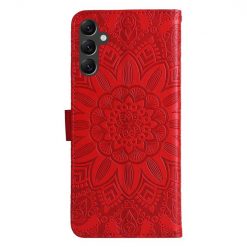 Kryty na mobil | Peňaženkové puzdro Embossing Pattern Slnečnica červené – Samsung Galaxy A14 4G/5G | Kryty na mobil