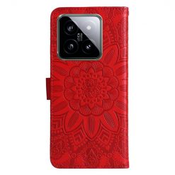 Kryty na mobil | Peňaženkové puzdro Embossing Pattern Slnečnica červené – Xiaomi 14 | Kryty na mobil