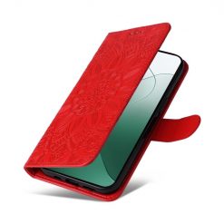 Kryty na mobil | Peňaženkové puzdro Embossing Pattern Slnečnica červené – Xiaomi 14 | Kryty na mobil
