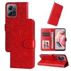 Peňaženkové puzdro Embossing Pattern Slnečnica červené – Xiaomi Redmi Note 12 (4G) | Kryty na mobil Kryty na mobil | Peňaženkové puzdro Embossing Pattern Slnečnica červené – Xiaomi Redmi Note 12 (4G) | Kryty na mobil