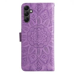 Peňaženkové puzdro Embossing Pattern Slnečnica fialové – Samsung Galaxy A14 4G/5G | Kryty na mobil Kryty na mobil | Peňaženkové puzdro Embossing Pattern Slnečnica fialové – Samsung Galaxy A14 4G/5G | Kryty na mobil