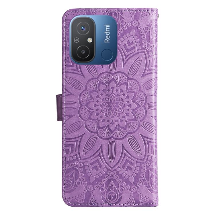 Peňaženkové puzdro Embossing Pattern Slnečnica fialové – Xiaomi Redmi 12C | Kryty na mobil Kryty na mobil | Peňaženkové puzdro Embossing Pattern Slnečnica fialové – Xiaomi Redmi 12C | Kryty na mobil