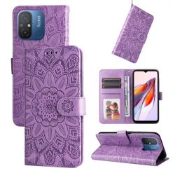 Peňaženkové puzdro Embossing Pattern Slnečnica fialové – Xiaomi Redmi 12C | Kryty na mobil Kryty na mobil | Peňaženkové puzdro Embossing Pattern Slnečnica fialové – Xiaomi Redmi 12C | Kryty na mobil