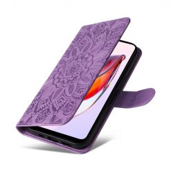 Peňaženkové puzdro Embossing Pattern Slnečnica fialové – Xiaomi Redmi 12C | Kryty na mobil Kryty na mobil | Peňaženkové puzdro Embossing Pattern Slnečnica fialové – Xiaomi Redmi 12C | Kryty na mobil