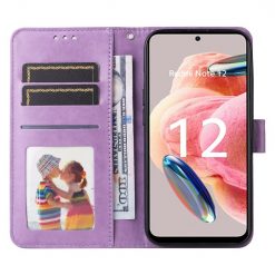 Kryty na mobil | Peňaženkové puzdro Embossing Pattern Slnečnica fialové – Xiaomi Redmi Note 12 (4G) | Kryty na mobil