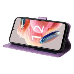Kryty na mobil | Peňaženkové puzdro Embossing Pattern Slnečnica fialové – Xiaomi Redmi Note 12 (4G) | Kryty na mobil