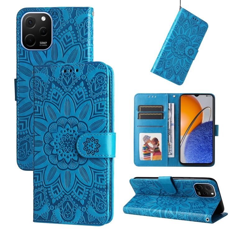 Peňaženkové puzdro Embossing Pattern Slnečnica modré – Huawei Nova Y61 | Kryty na mobil Kryty na mobil | Peňaženkové puzdro Embossing Pattern Slnečnica modré – Huawei Nova Y61 | Kryty na mobil