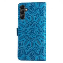 Kryty na mobil | Peňaženkové puzdro Embossing Pattern Slnečnica modré – Samsung Galaxy A14 4G/5G | Kryty na mobil