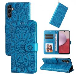 Kryty na mobil | Peňaženkové puzdro Embossing Pattern Slnečnica modré – Samsung Galaxy A14 4G/5G | Kryty na mobil