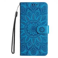 Peňaženkové puzdro Embossing Pattern Slnečnica modré – Xiaomi Redmi 12C