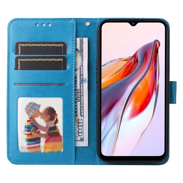Peňaženkové puzdro Embossing Pattern Slnečnica modré – Xiaomi Redmi 12C | Kryty na mobil Kryty na mobil | Peňaženkové puzdro Embossing Pattern Slnečnica modré – Xiaomi Redmi 12C | Kryty na mobil