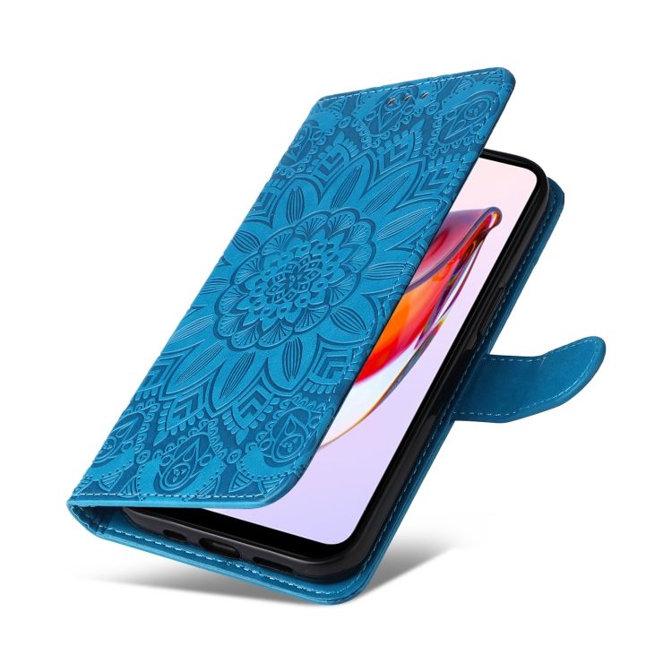 Peňaženkové puzdro Embossing Pattern Slnečnica modré – Xiaomi Redmi 12C | Kryty na mobil Kryty na mobil | Peňaženkové puzdro Embossing Pattern Slnečnica modré – Xiaomi Redmi 12C | Kryty na mobil