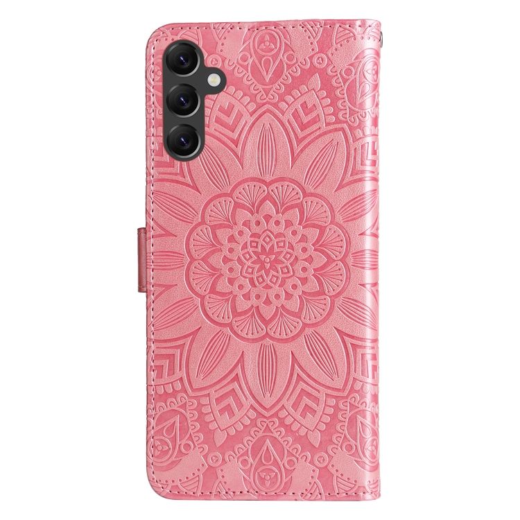 Peňaženkové puzdro Embossing Pattern Slnečnica ružové – Samsung Galaxy A14 4G/5G | Kryty na mobil Kryty na mobil | Peňaženkové puzdro Embossing Pattern Slnečnica ružové – Samsung Galaxy A14 4G/5G | Kryty na mobil