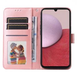 Peňaženkové puzdro Embossing Pattern Slnečnica ružové – Samsung Galaxy A14 4G/5G | Kryty na mobil Kryty na mobil | Peňaženkové puzdro Embossing Pattern Slnečnica ružové – Samsung Galaxy A14 4G/5G | Kryty na mobil
