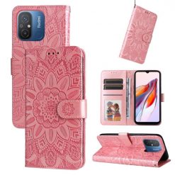 Kryty na mobil | Peňaženkové puzdro Embossing Pattern Slnečnica ružové – Xiaomi Redmi 12C | Kryty na mobil