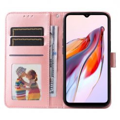 Kryty na mobil | Peňaženkové puzdro Embossing Pattern Slnečnica ružové – Xiaomi Redmi 12C | Kryty na mobil