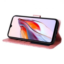 Kryty na mobil | Peňaženkové puzdro Embossing Pattern Slnečnica ružové – Xiaomi Redmi 12C | Kryty na mobil