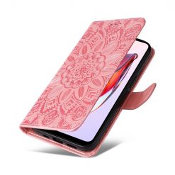 Kryty na mobil | Peňaženkové puzdro Embossing Pattern Slnečnica ružové – Xiaomi Redmi 12C | Kryty na mobil