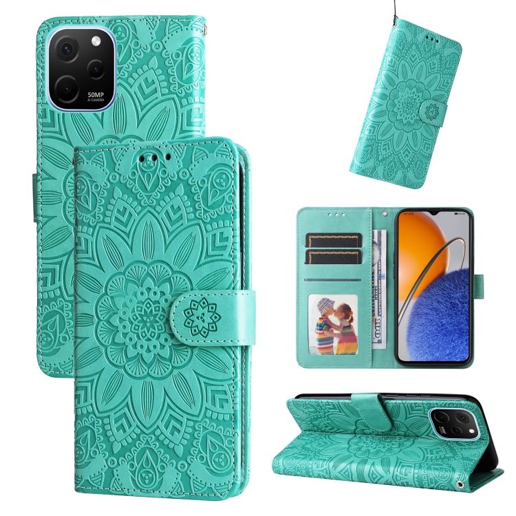 Peňaženkové puzdro Embossing Pattern Slnečnica zelené – Huawei Nova Y61 | Kryty na mobil Kryty na mobil | Peňaženkové puzdro Embossing Pattern Slnečnica zelené – Huawei Nova Y61 | Kryty na mobil