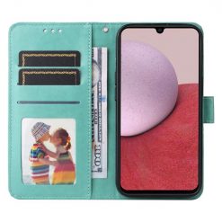 Kryty na mobil | Peňaženkové puzdro Embossing Pattern Slnečnica zelené – Samsung Galaxy A14 4G/5G | Kryty na mobil