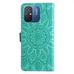 Kryty na mobil | Peňaženkové puzdro Embossing Pattern Slnečnica zelené – Xiaomi Redmi 12C | Kryty na mobil