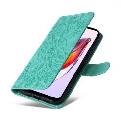 Kryty na mobil | Peňaženkové puzdro Embossing Pattern Slnečnica zelené – Xiaomi Redmi 12C | Kryty na mobil
