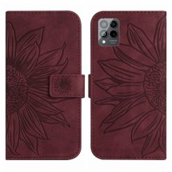 Kryty na mobil | Peňaženkové puzdro Embossing Pattern Kvet bordové – T Phone Pro / T Phone Pro (2023) | Kryty na mobil