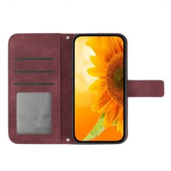 Kryty na mobil | Peňaženkové puzdro Embossing Pattern Kvet bordové – T Phone Pro / T Phone Pro (2023) | Kryty na mobil