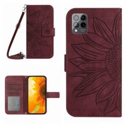 Kryty na mobil | Peňaženkové puzdro Embossing Pattern Kvet bordové – T Phone Pro / T Phone Pro (2023) | Kryty na mobil