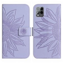 Kryty na mobil | Peňaženkové puzdro Embossing Pattern Kvet fialové – T Phone Pro / T Phone Pro (2023) | Kryty na mobil