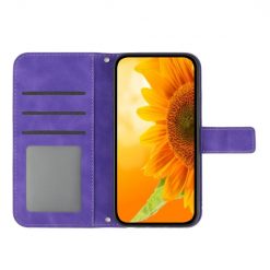 Kryty na mobil | Peňaženkové puzdro Embossing Pattern Kvet tmavofialové – T Phone Pro / T Phone Pro (2023) | Kryty na mobil