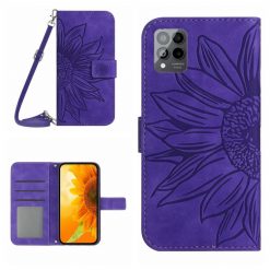 Kryty na mobil | Peňaženkové puzdro Embossing Pattern Kvet tmavofialové – T Phone Pro / T Phone Pro (2023) | Kryty na mobil