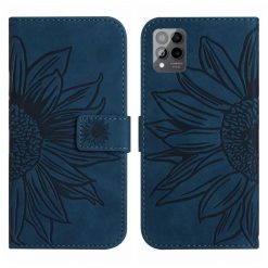 Kryty na mobil | Peňaženkové puzdro Embossing Pattern Kvet tmavomodré – T Phone Pro / T Phone Pro (2023) | Kryty na mobil